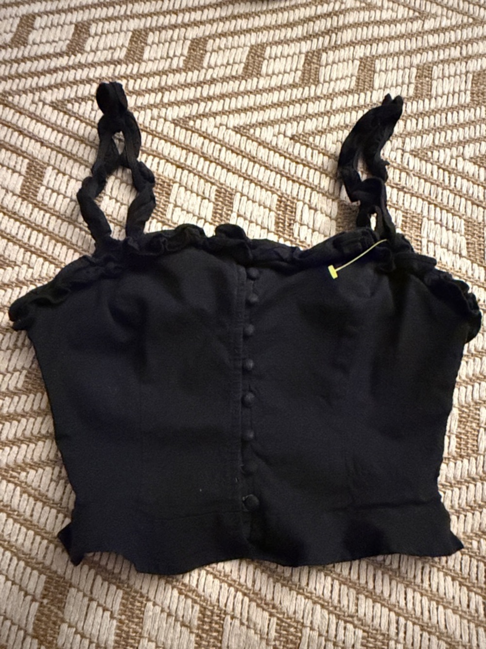 Astr Black Ruffled Crop Top size small